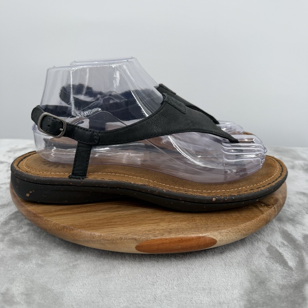 UGG Sandal Womens 7 Black Sefina Leather Thong Black 1000635 Buckle Strap